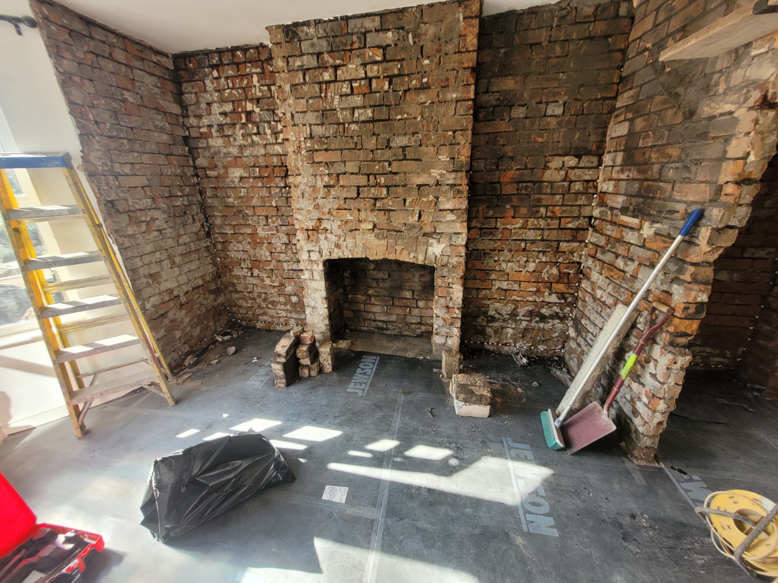 Internal wall with its plaster removed